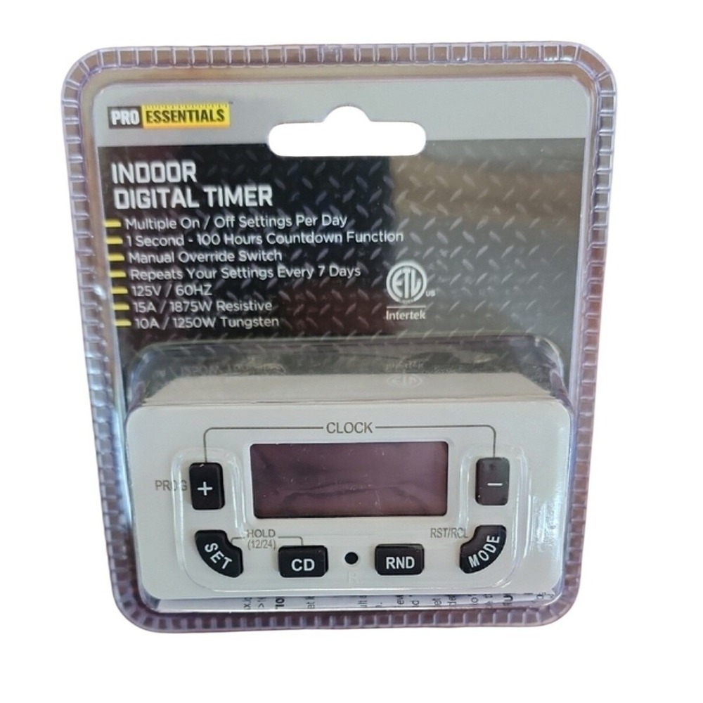 Pro Essentials Indoor Digital Timer Programmable 7 Day 1875W White outlet #252-6